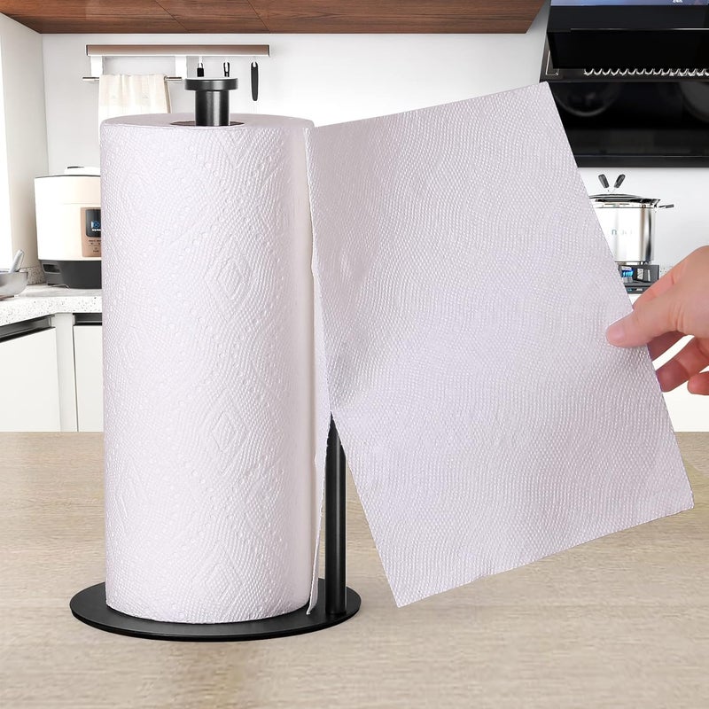 OBODING Paper Towel Holder Countertop, , Black Kitchen Paper Towel Holder Stand for Kitchen and Bathroom Organization, Stainless Steel Paper Towel Holders for Standard and Large Rolls (Matte Black) - Image 3